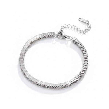 Bold Silver Herringbone Snake Chain Bracelet | Flat Metallic Jewelry