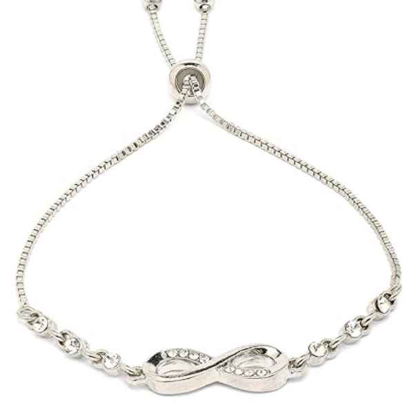 Chic Silver Infinity Crystal Bracelet | Radiant Adjustable Jewelry