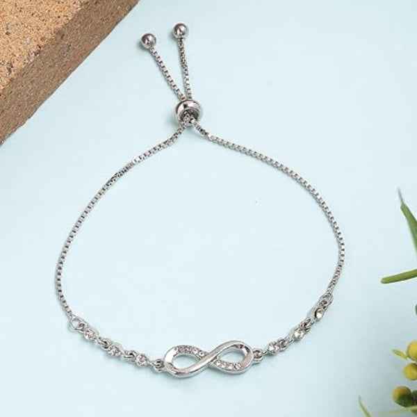 Chic Silver Infinity Crystal Bracelet | Radiant Adjustable Jewelry