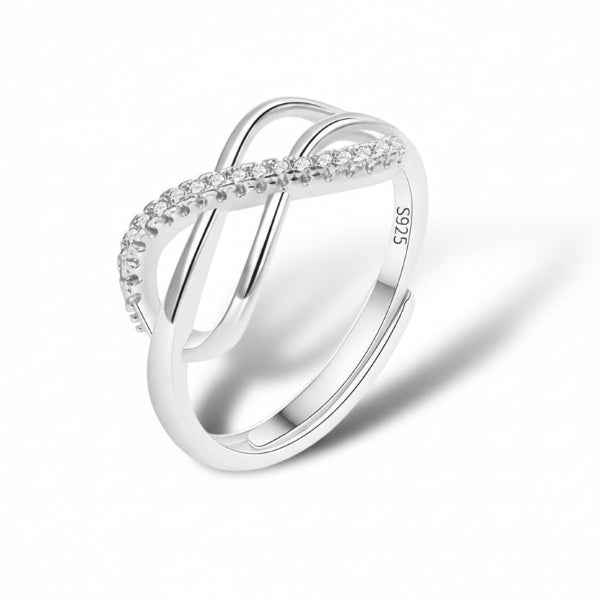 Silver Infinity Ring - Shimmering Cubic Zirconia Promise Ring for Her