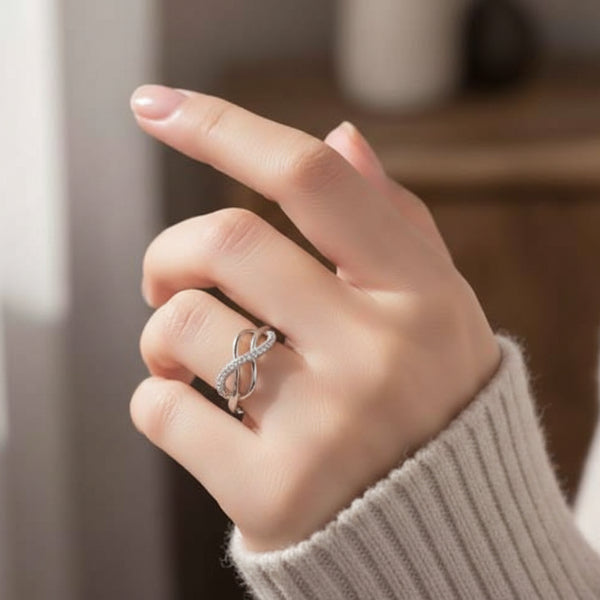 Silver Infinity Ring - Shimmering Cubic Zirconia Promise Ring for Her