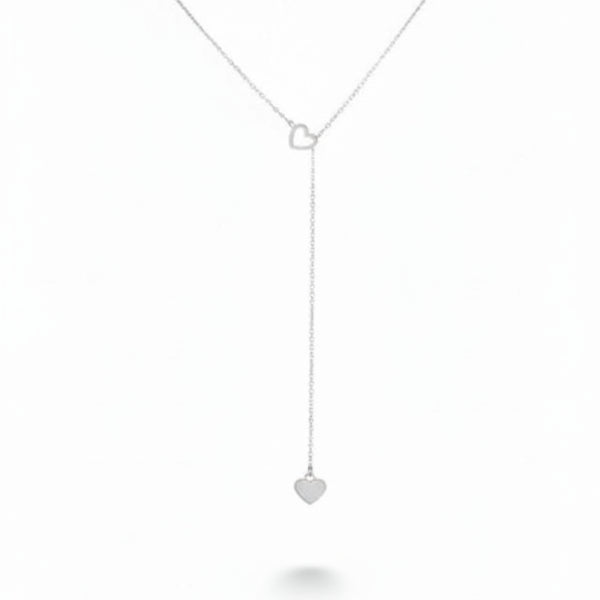 Silver Lariat Heart Pendant Necklace | Chic Y-Shaped Love Design - LA Miraya