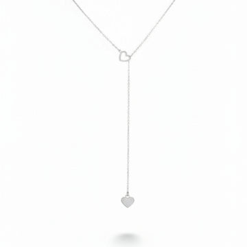Silver Lariat Heart Pendant Necklace | Chic Y-Shaped Love Design - LA Miraya