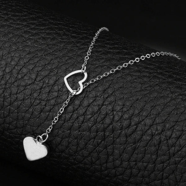Silver Lariat Heart Pendant Necklace | Chic Y-Shaped Love Design - LA Miraya