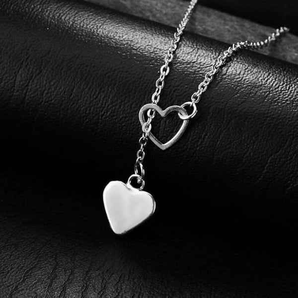 Silver Lariat Heart Pendant Necklace | Chic Y-Shaped Love Design - LA Miraya