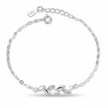Chic Silver Leaf Vine Bracelet | Sparkling Nature Inspired Jewelry