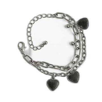 Stunning Silver Multi-Chain Heart Bracelet | Chic Textured Charm Jewelry