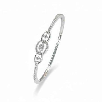 Silver Oval Bracelet - Luxury Link Bangle & Sparkly Dainty Jewelry