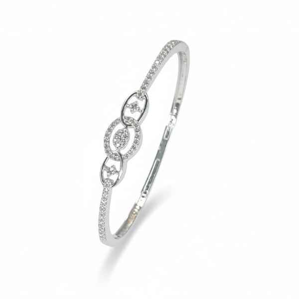 Silver Oval Bracelet - Luxury Link Bangle & Sparkly Dainty Jewelry