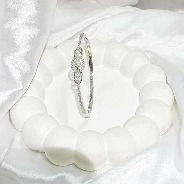 Silver Oval Bracelet - Luxury Link Bangle & Sparkly Dainty Jewelry