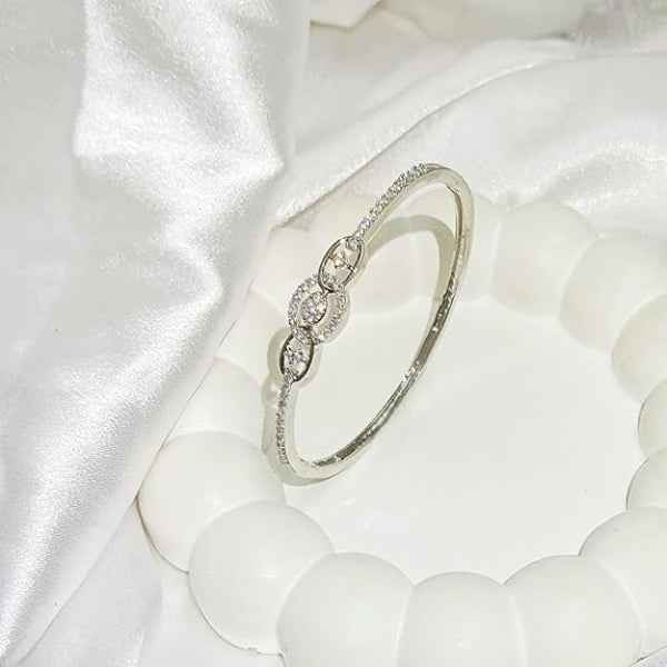 Silver Oval Bracelet - Luxury Link Bangle & Sparkly Dainty Jewelry