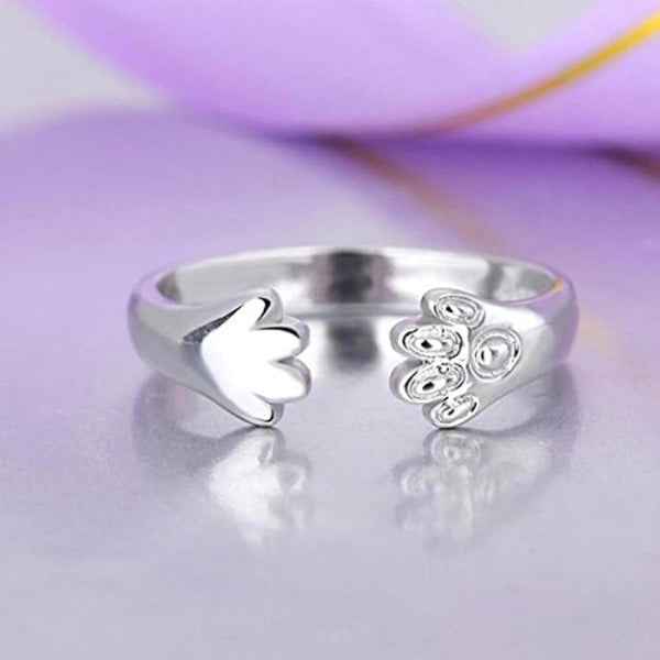 Silver Paw Ring - Shimmering Pet Jewelry Adjustable Animal Lover Ring