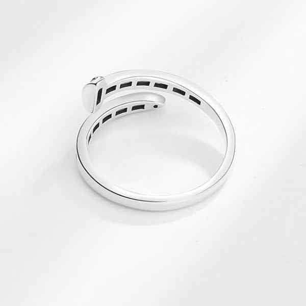 Silver Rainbow Ring - Shimmering Colorful Crystal Adjustable Nail Ring
