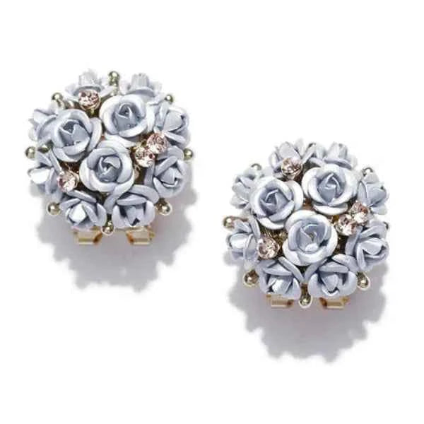 Silver Rose Bouquet Studs | Dainty Floral Garden Cluster Jewelry
