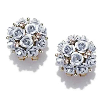 Silver Rose Bouquet Studs | Dainty Floral Garden Cluster Jewelry