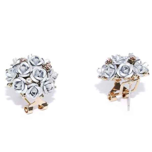 Silver Rose Bouquet Studs | Dainty Floral Garden Cluster Jewelry