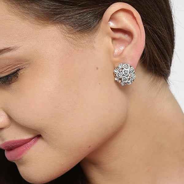Silver Rose Bouquet Studs | Dainty Floral Garden Cluster Jewelry