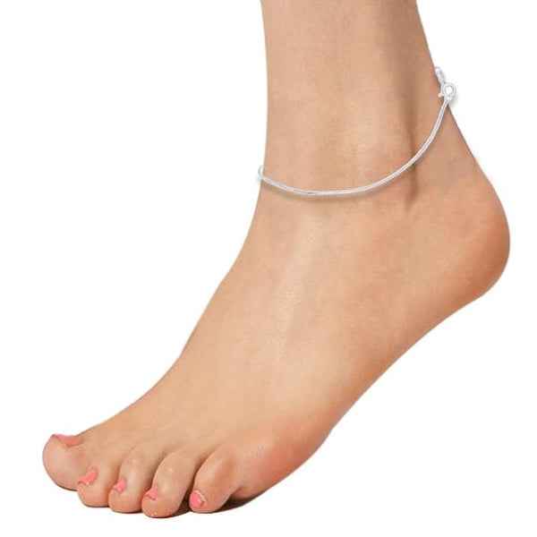 Silver Snake Chain Adjustable Anklet - Luxe Foot Jewelry for Women