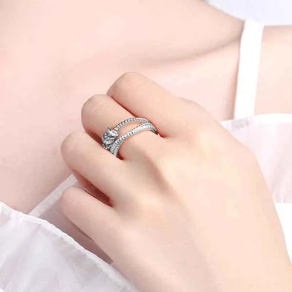 Silver Spinner Ring: Fidget Beaded Band Adjustable Anxiety Jewelry