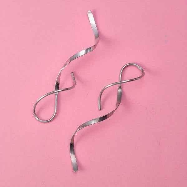 Silver Spiral Drop Dangle Earrings | Elegant Long Statement