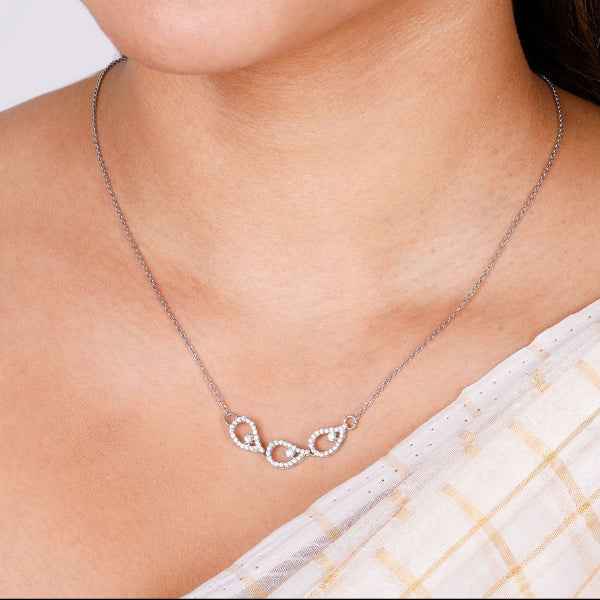 Silver Teardrop Necklace: Crystal Cluster Pendant Dainty Silver Jewelry