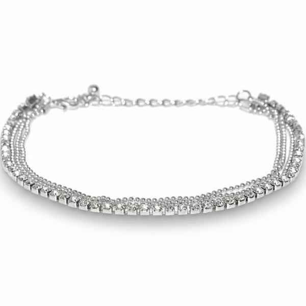 Silver Tennis Anklet: Layered Crystal Anklet & Boho Foot Jewelry