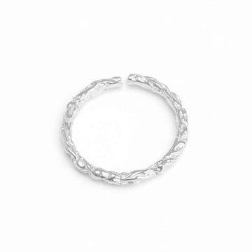 Bold Silver Textured Ring - Organic Molten Band Statement Finger Ring
