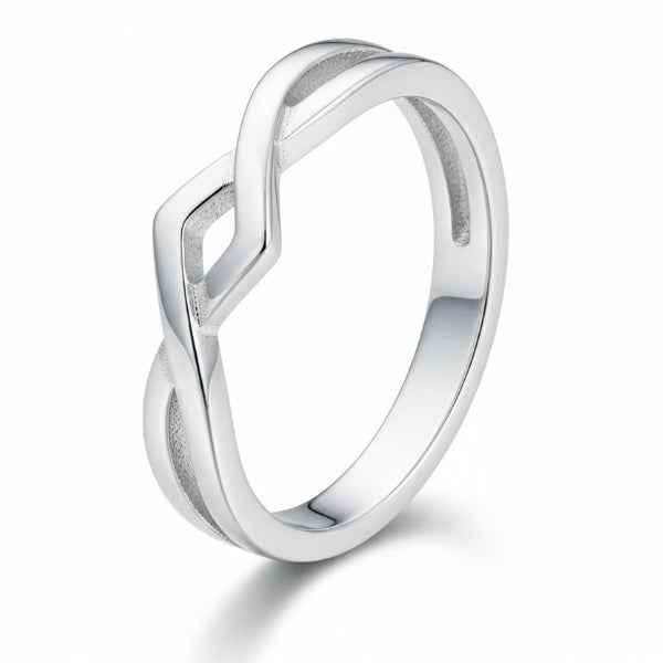 Silver Twisted Band - Shimmering High-Shine Adjustable Promise Ring