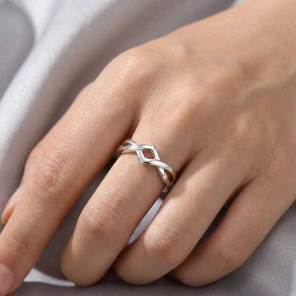 Silver Twisted Band - Shimmering High-Shine Adjustable Promise Ring
