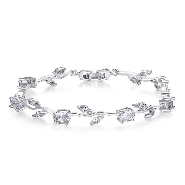 Stunning Silver Vine Bracelet | Chic Crystal Leaf Jewelry for Her