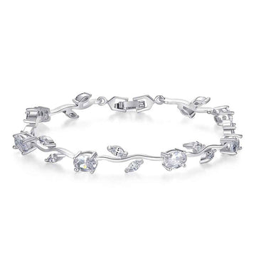 Stunning Silver Vine Bracelet | Chic Crystal Leaf Jewelry for Her