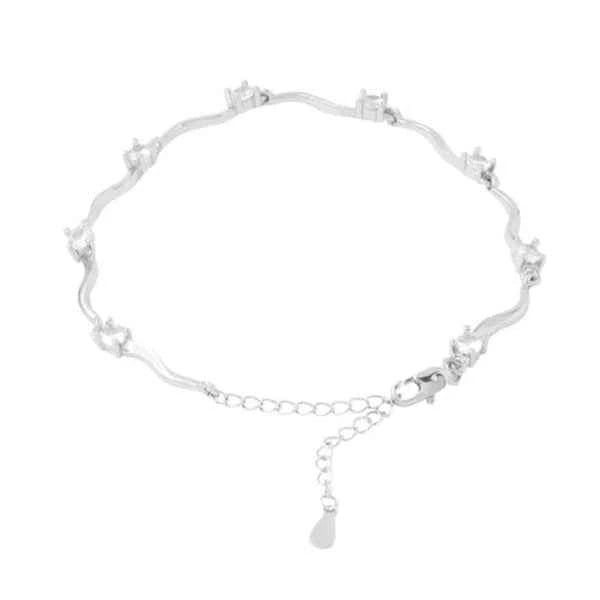 Radiant Silver Wave Crystal Bracelet | Chic Dainty Tennis Jewelry