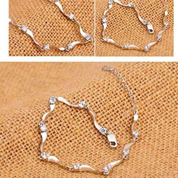 Radiant Silver Wave Crystal Bracelet | Chic Dainty Tennis Jewelry