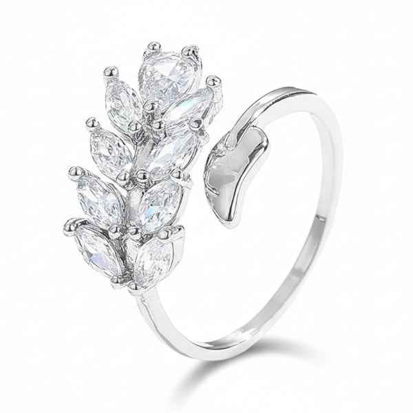 Silver Wheat Ring: Marquise Cut Band Bypass Adjustable Jewelry