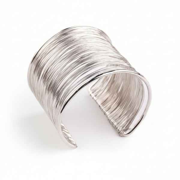 Silver Wire Cuff: Bold Multi-Layer Statement Bangle for Women