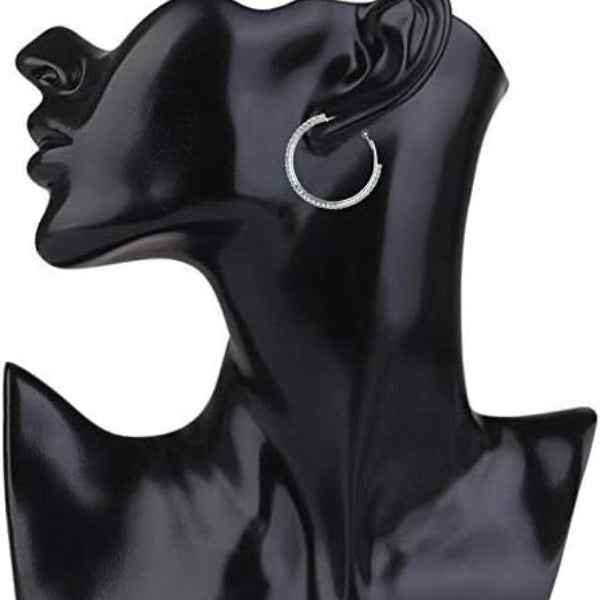 14k Silver Plated Hoop Earrings | Austrian Crystal Sparkling Stylish Jewelry