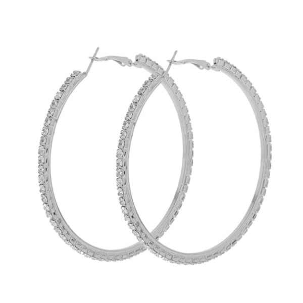 14k Silver Plated Hoop Earrings | Austrian Crystal Sparkling Stylish Jewelry