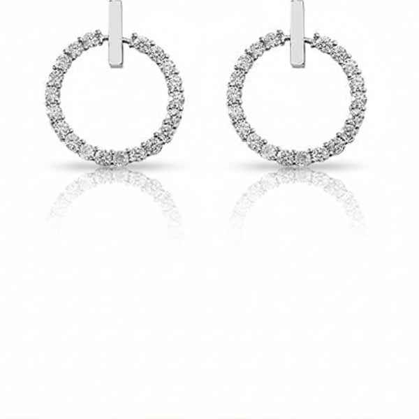 14k Silver Plated Stud Earrings | Crystal Accents for Women | Stylish Gift