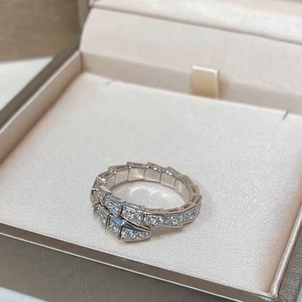 Luxury Snake Design Ring | Crystal Studded Finger Ring for Women