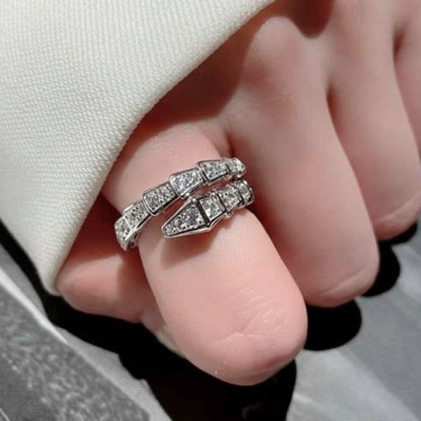 Luxury Snake Design Ring | Crystal Studded Finger Ring for Women