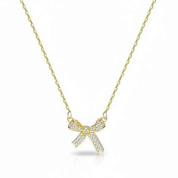 Sparkling Gold Bow Necklace | Whimsical Graceful Crystal Jewelry