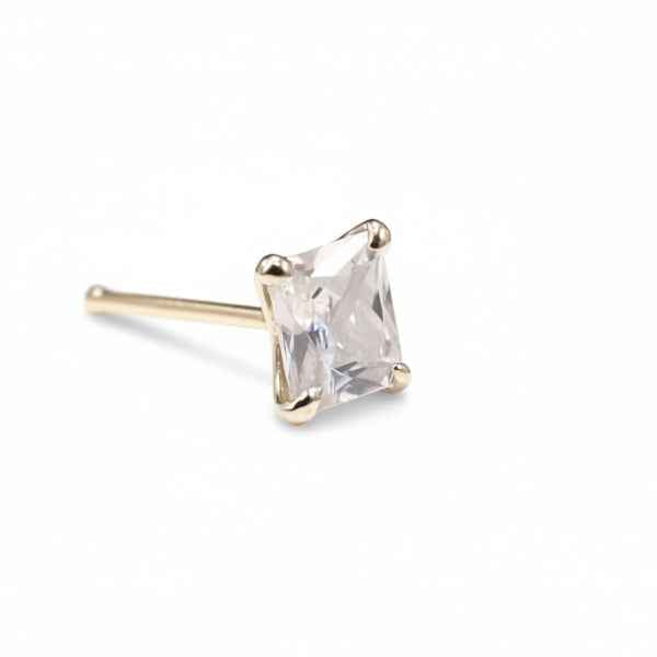 Square CZ Nose Pin - Sparkling Silver Stud Nose Pin for Women