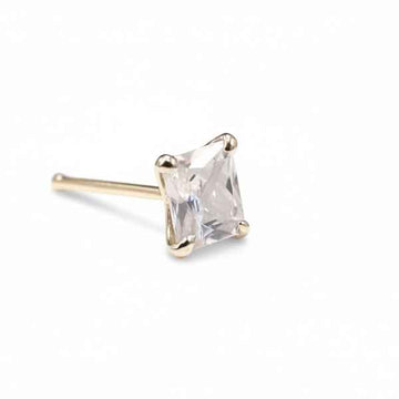 Square CZ Nose Pin - Sparkling Silver Stud Nose Pin for Women