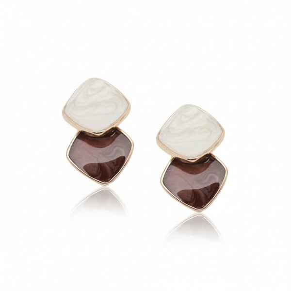 Chic Square Drop Earrings: Two-Tone Enamel Jewelry for Women