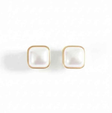 Chic Square Mother of Pearl Studs | Modern Gold Plated Earrings