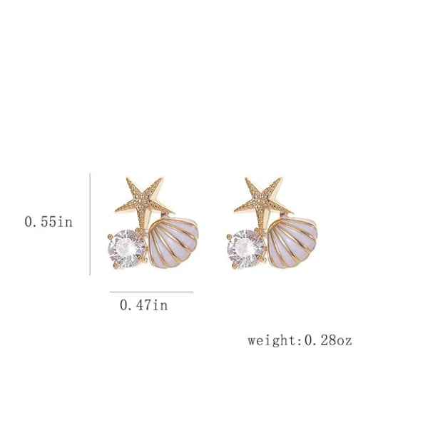 Starfish Shell Earrings | Dainty Gold Nautical Summer Beach Jewelry