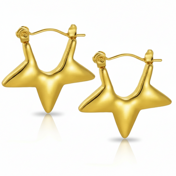 Star Shape Hoop Earrings | 14k Gold Plated Trendy Daily Wear Jewelry