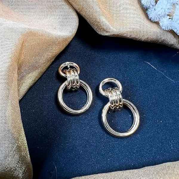Statement Gold Link Earrings Bold Drop Hoop Jewelry