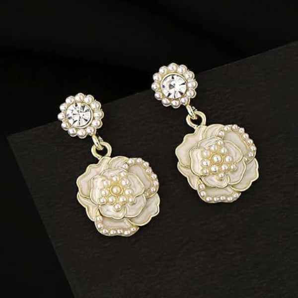 Gorgeous Pearl Flower Drop Earrings | Vintage-Style Statement Jewelry