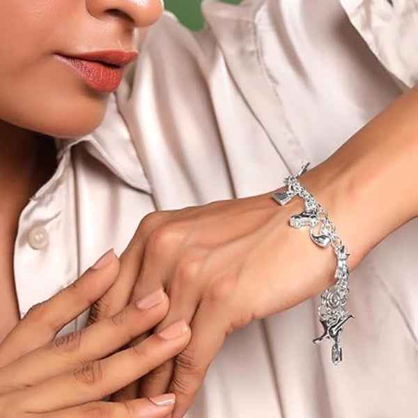Sterling Silver Charm Personalized Link Bracelet - Custom Jewelry